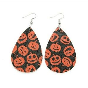 Halloween Tear Drop Earrings Black Jack O Lanterns